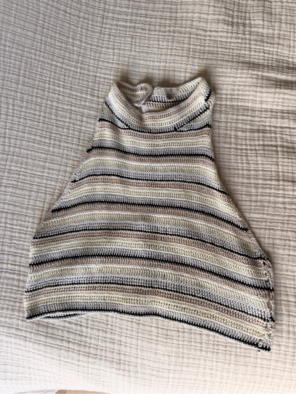 Ecote Striped Sleeveless Knit Tank in Cream, Black, Beige